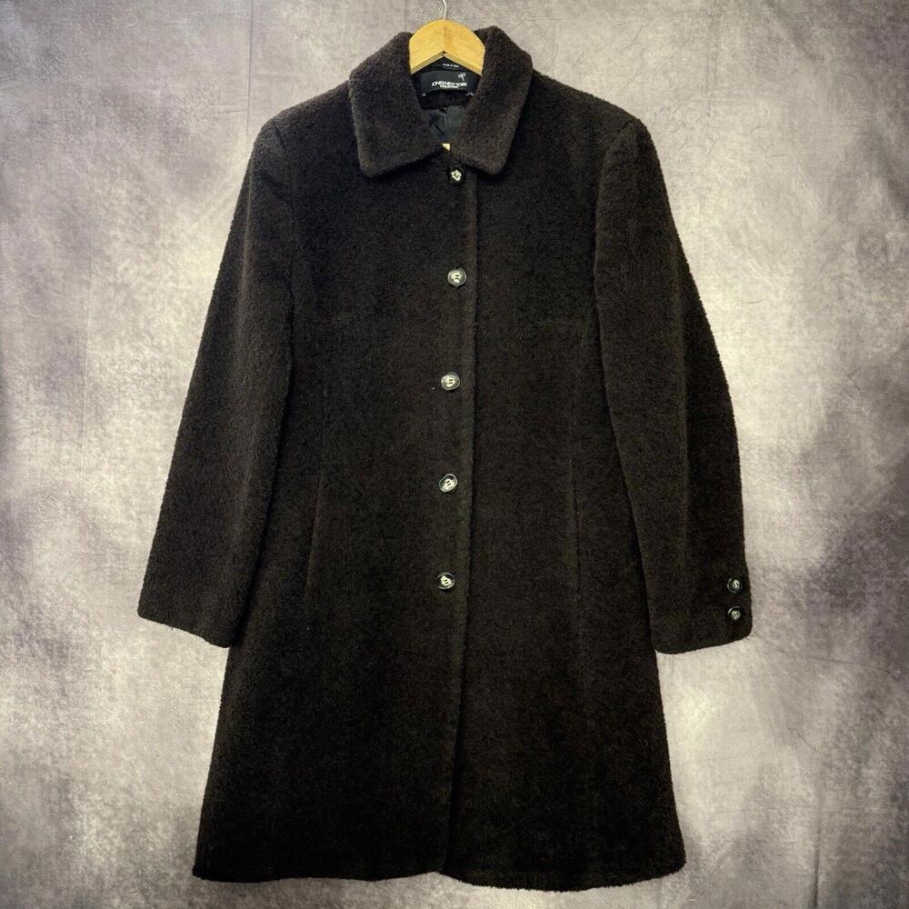 Jones New York Collection Suri Alpaca/Wool Overcoat Black Women Size‎ 10